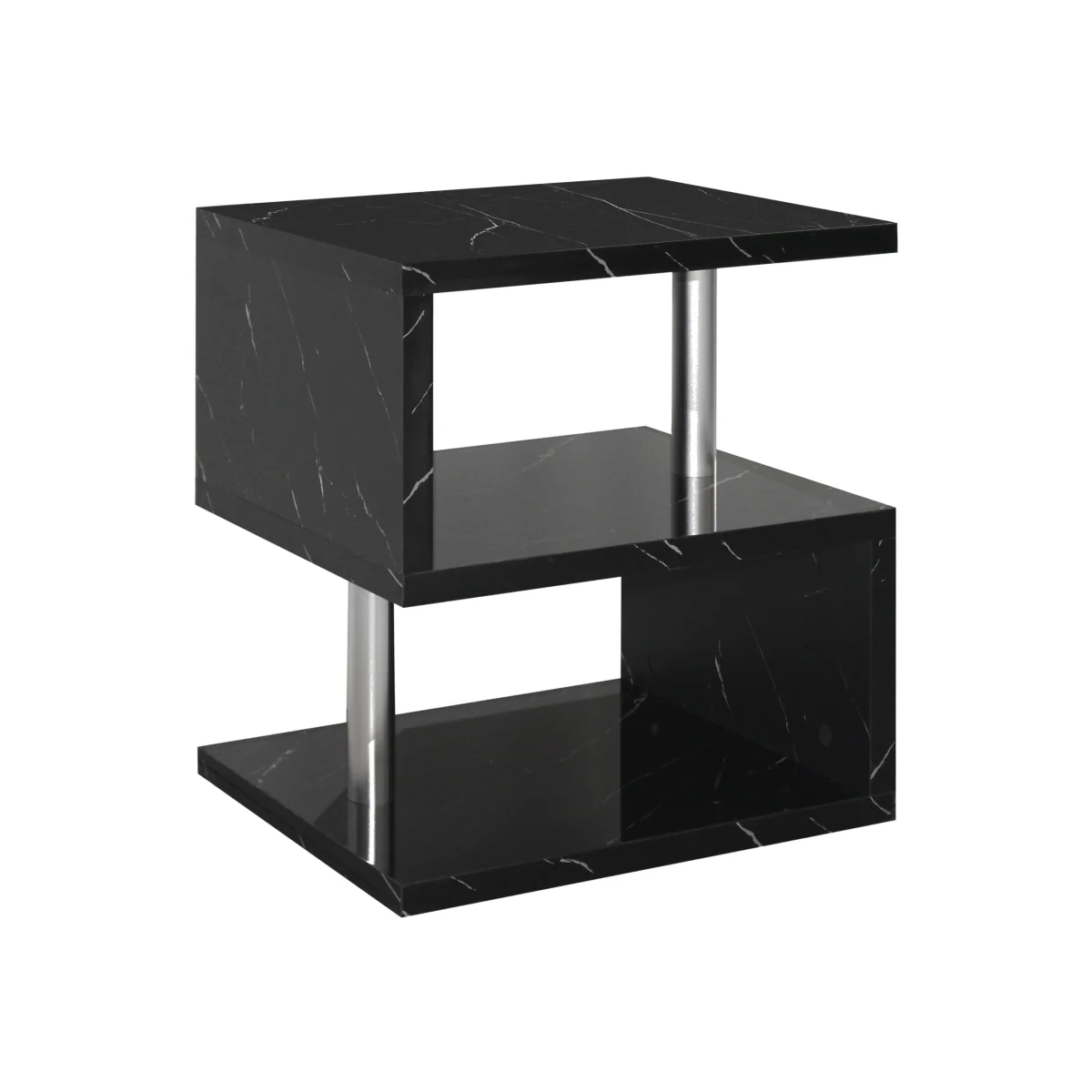 Abstract S-Shaped High Gloss LED Side Table - Black