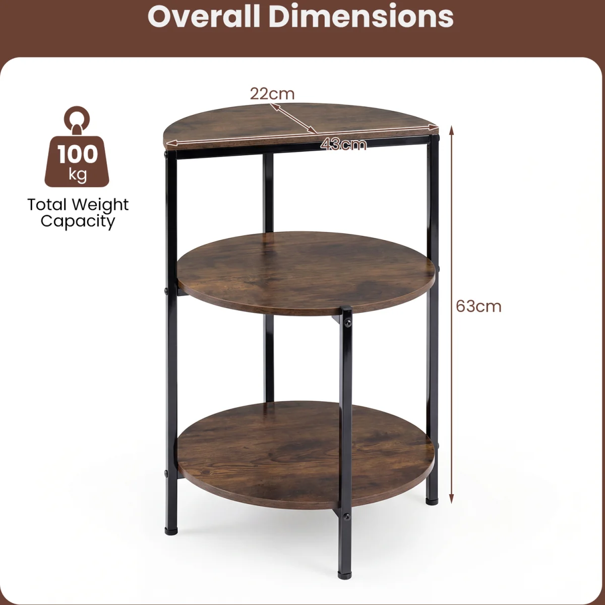 3-Tier Industrial End Table – image 3