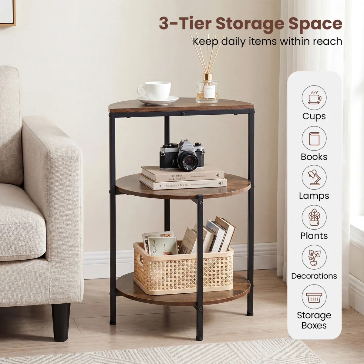 3-Tier Industrial End Table – image 8