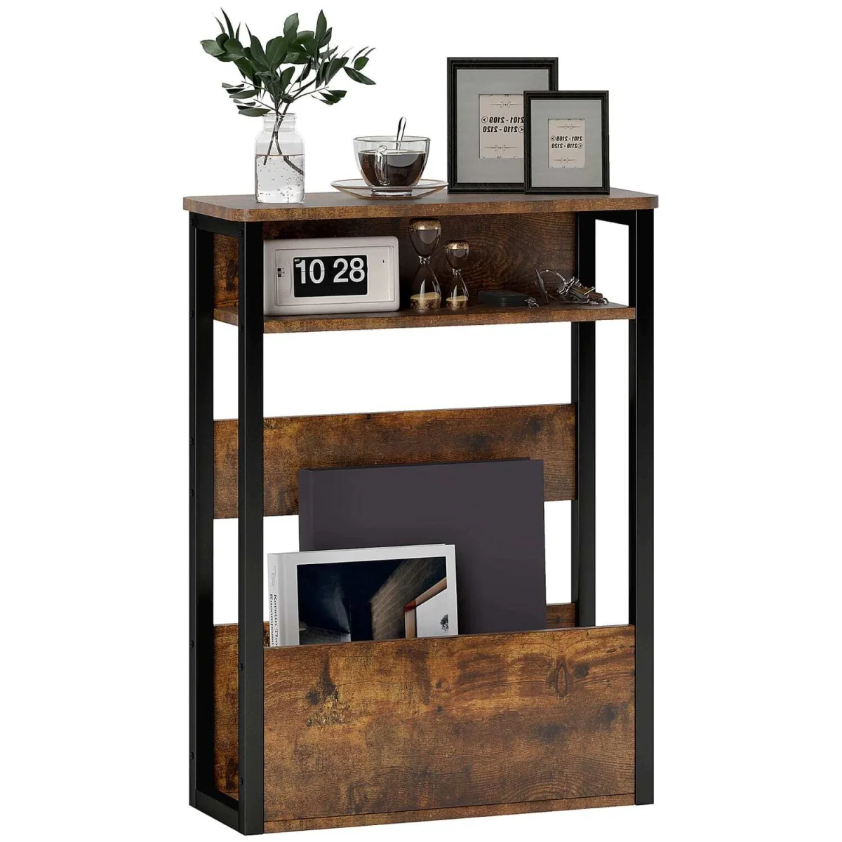 Novizi Industrial Metal and Wood Side Table - Rustic Brown and Black – image 3