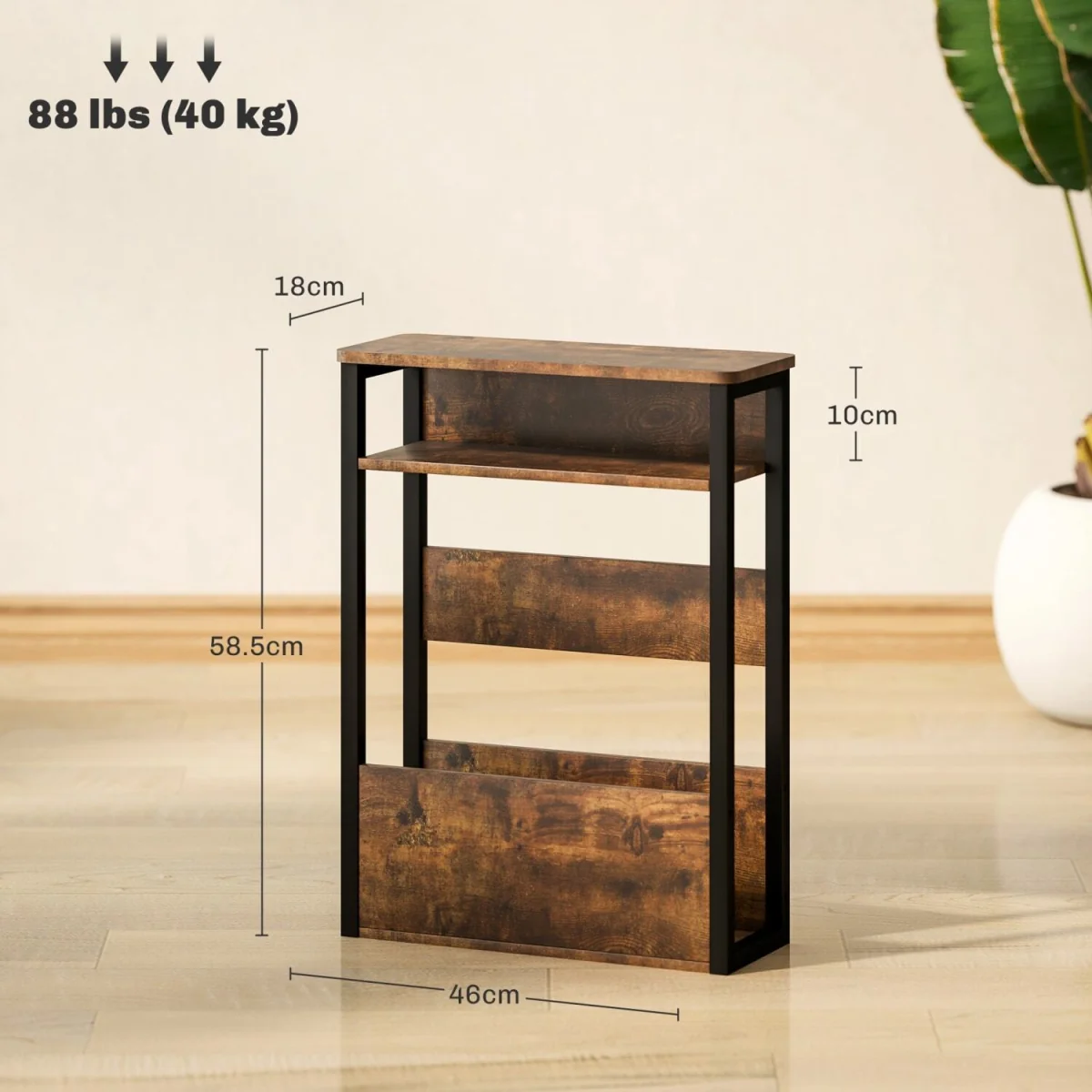 Novizi Industrial Metal and Wood Side Table - Rustic Brown and Black – image 4