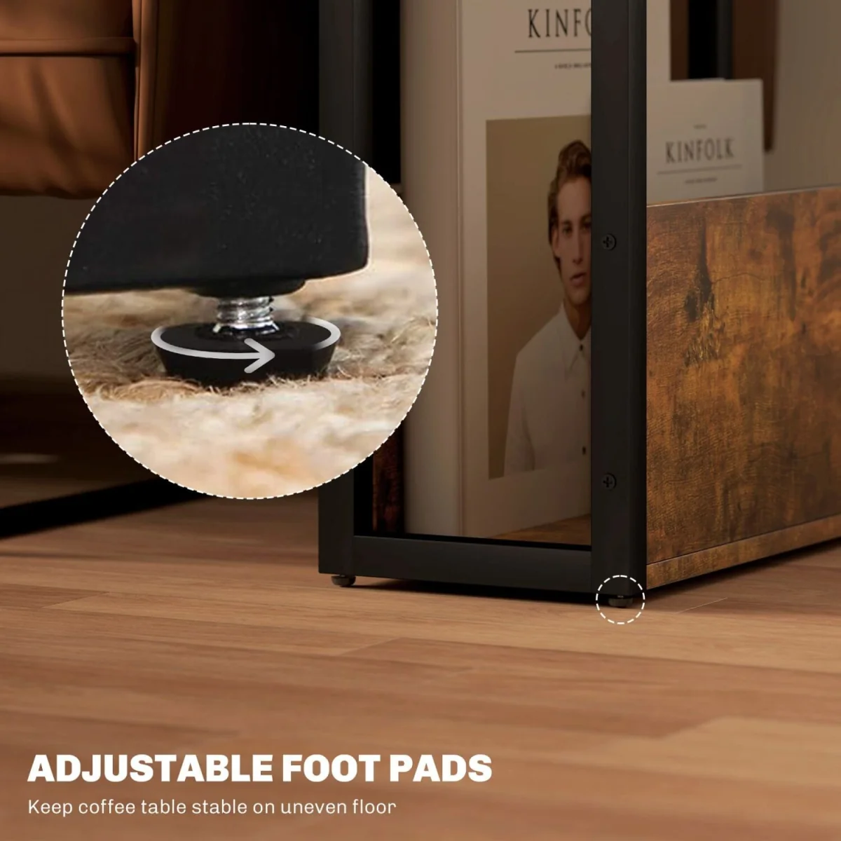 Novizi Industrial Metal and Wood Side Table - Rustic Brown and Black – image 7