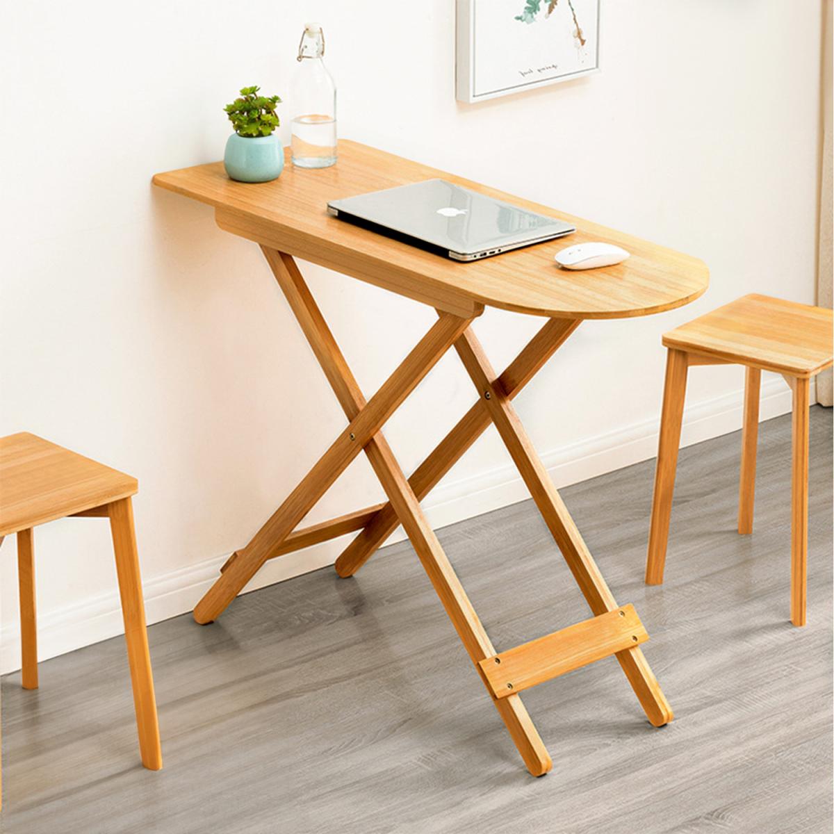 Foldable Small Wooden Side Table - Brown