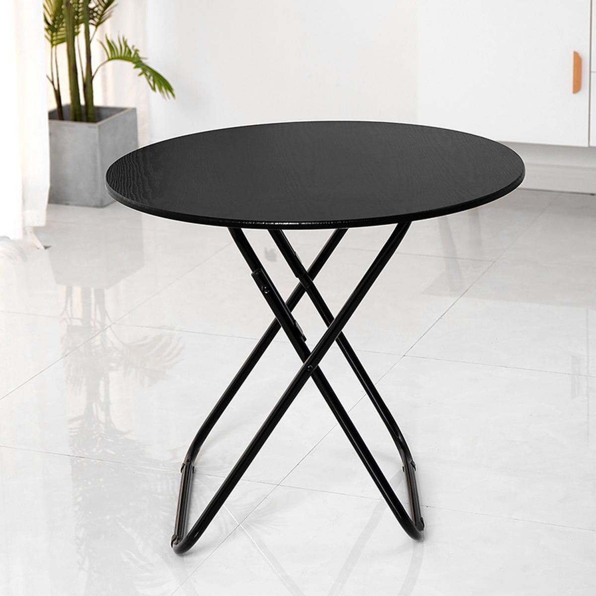 Foldable Round Wooden Dinner Side Table Garden Camping - White / 70cm – image 11