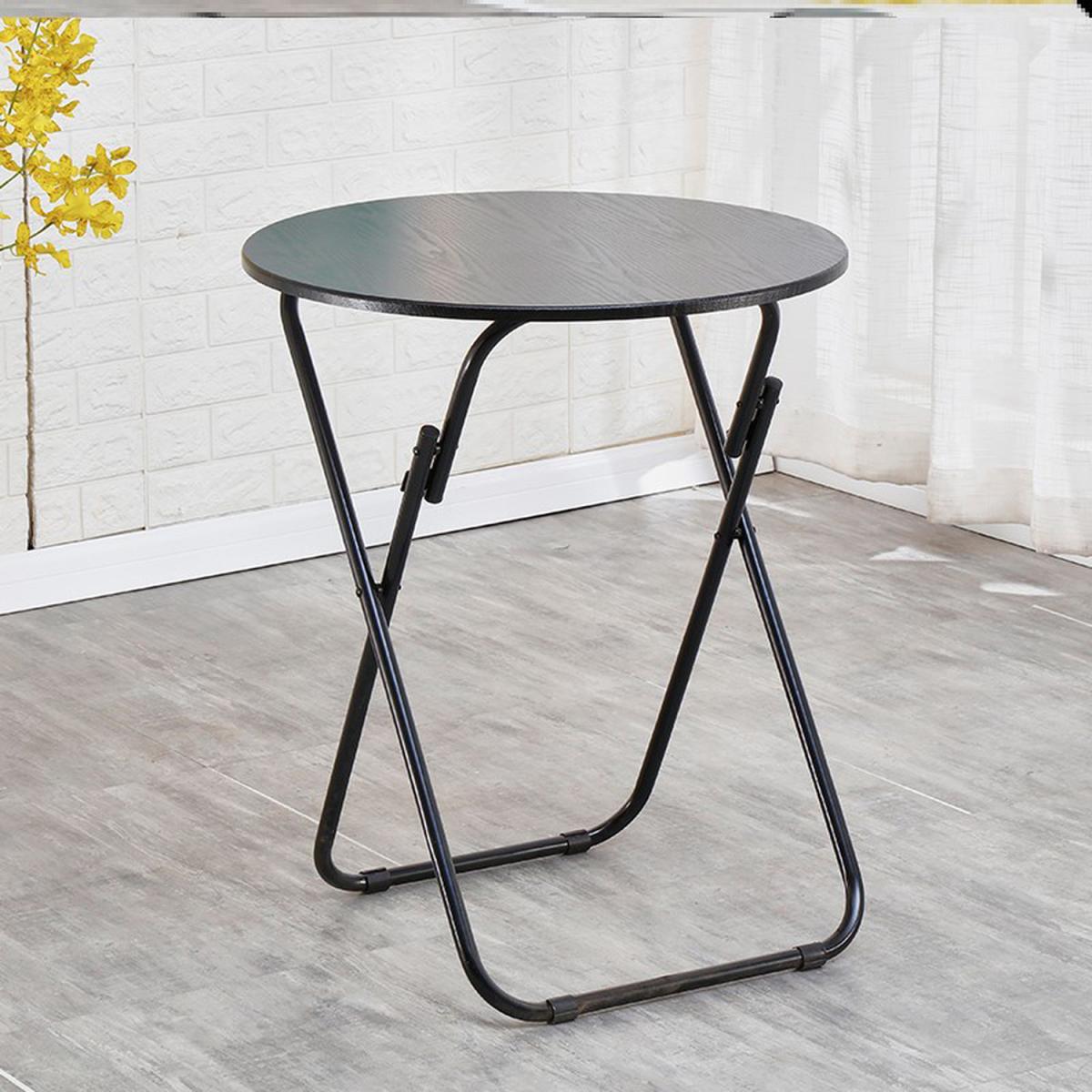 Foldable Round Wooden Dinner Side Table Garden Camping - White / 70cm – image 7