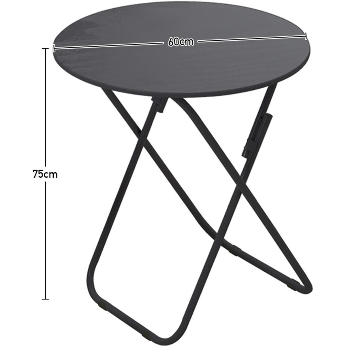 Foldable Round Wooden Dinner Side Table Garden Camping - White / 70cm – image 9