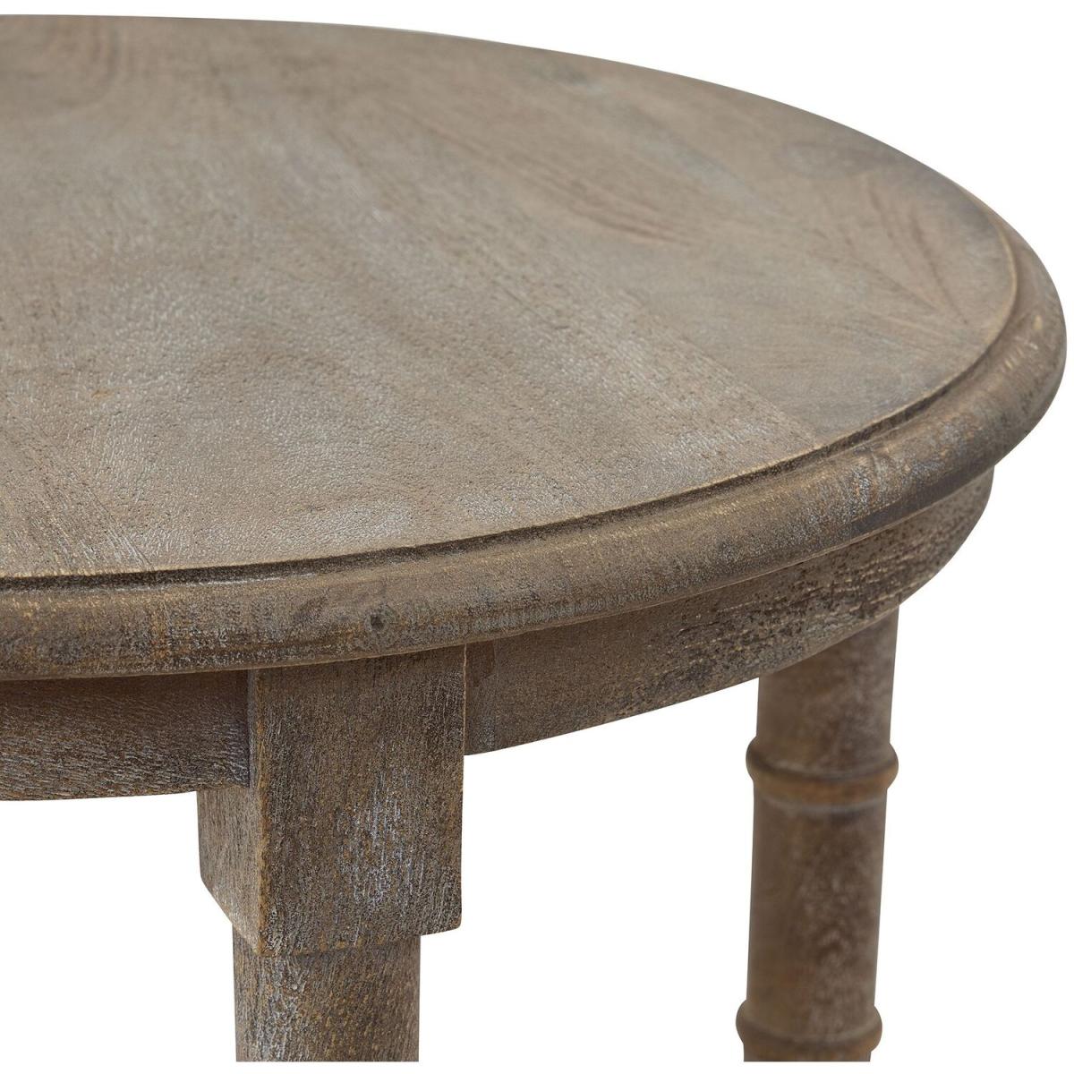 Classic Decor Handmade Wood Raffles Tall Round Side Table - Brown – image 4