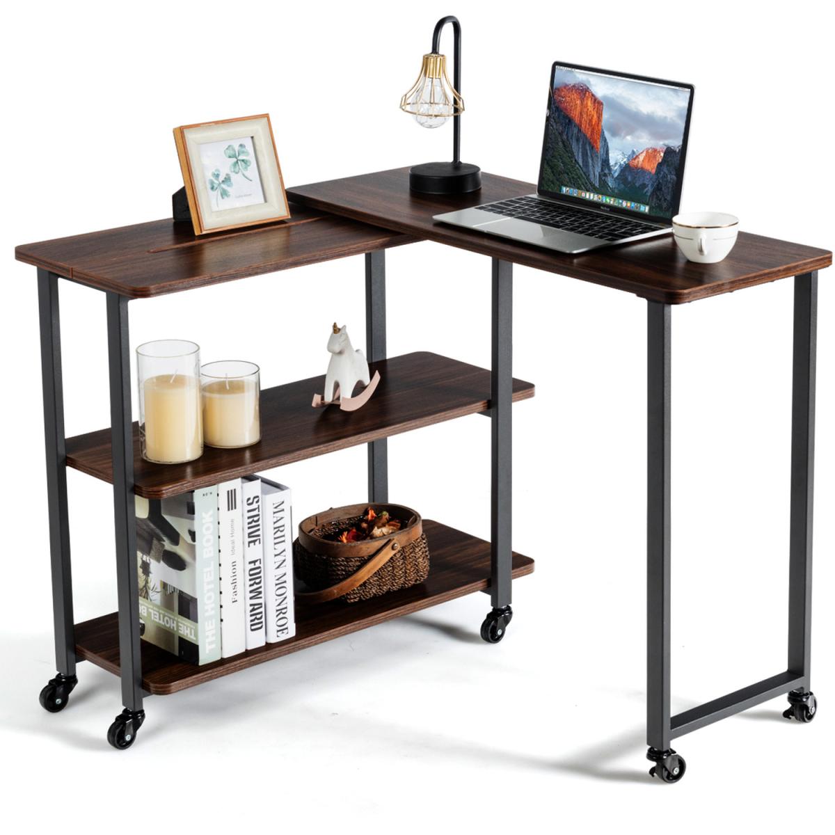 Costway Side Table Free Rotating End Table - Brown – image 2
