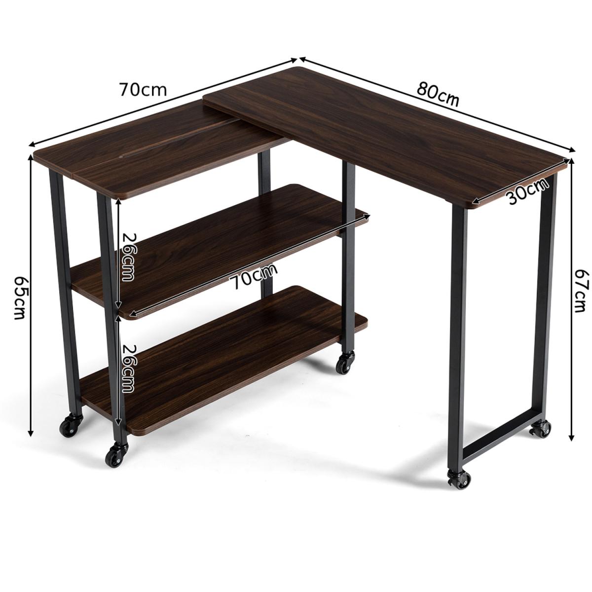 Costway Side Table Free Rotating End Table - Brown – image 3