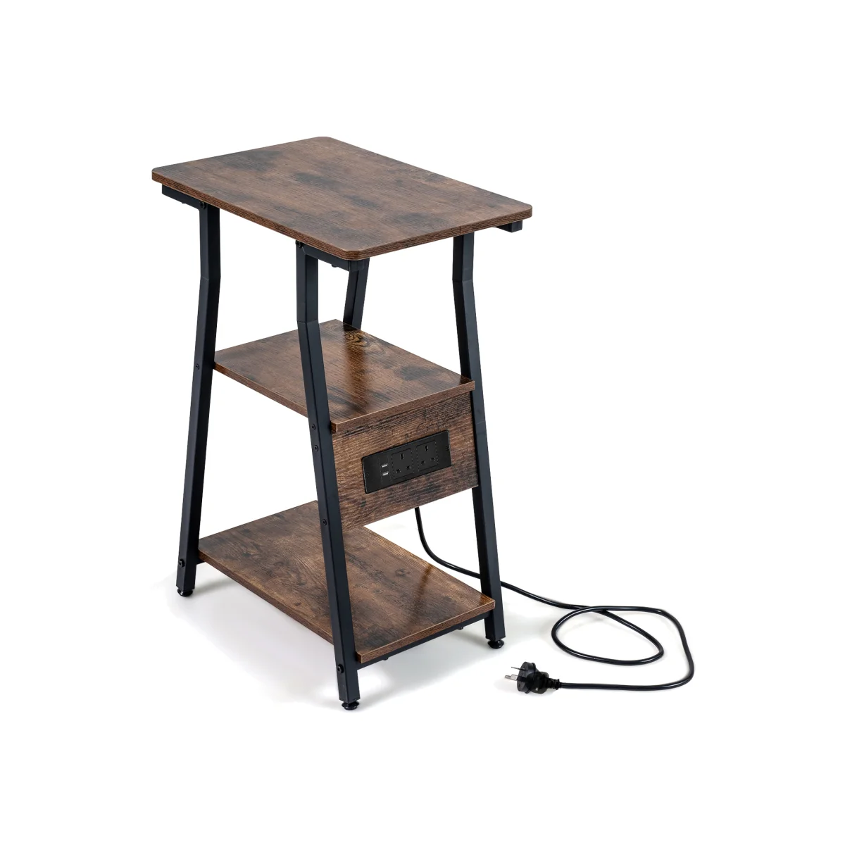 3 Tier Industrial Side Table with Storage – image 1