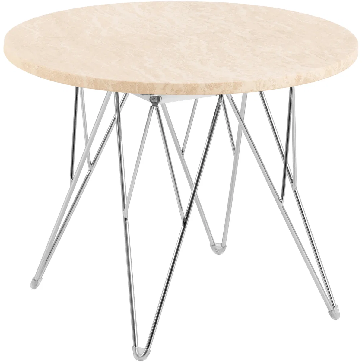 Prunus Round Side Table in Matt Beige and Chrome Steel Base 55x41.4cm - Beige & Chrome – image 2