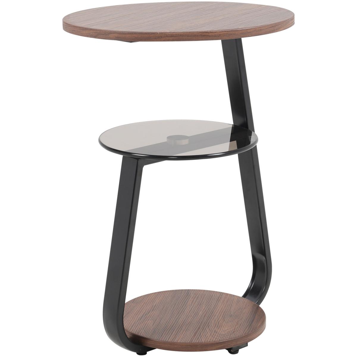 Tawny Tempered Glass Side Coffee Table With Iron Painted Stand - Brown – image 3