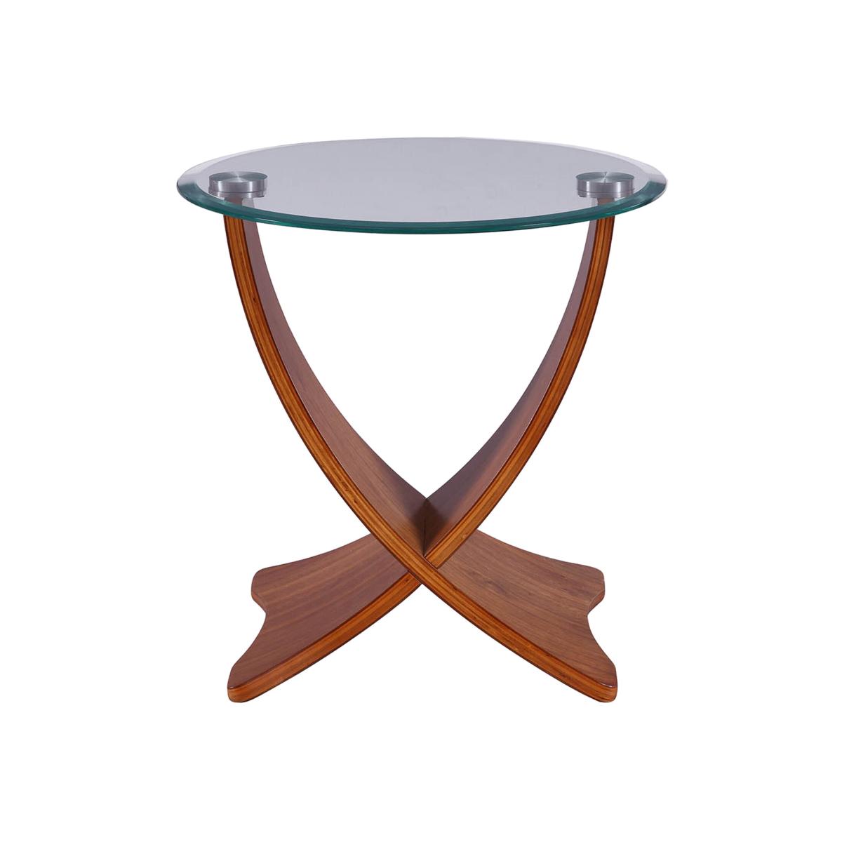 Round Glass Top Lamp Table - Walnut – image 1