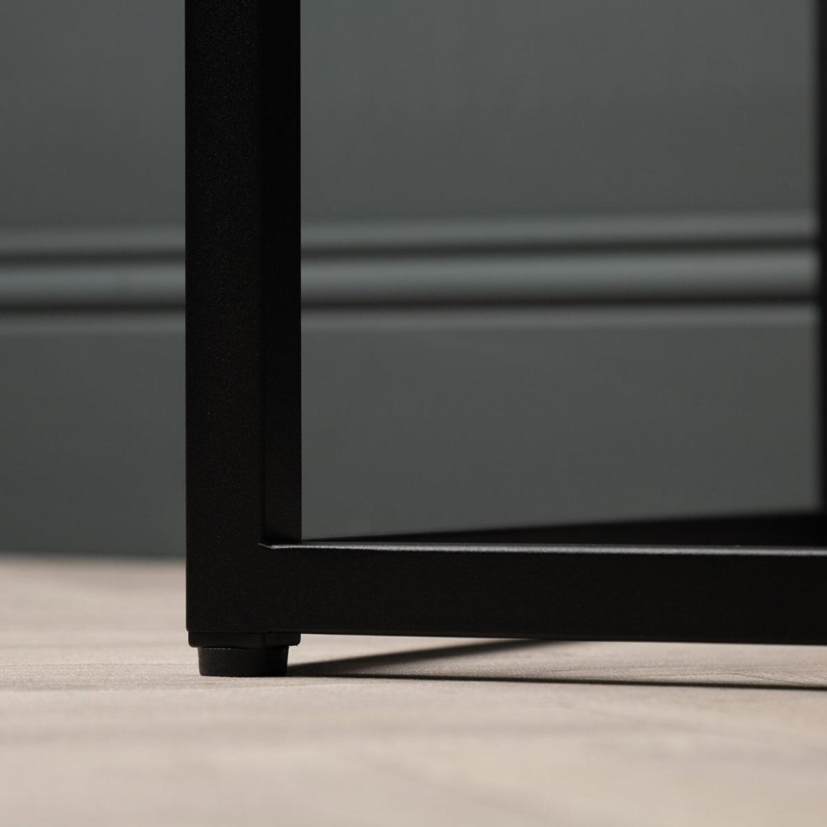 Metal Black Sofa Side Table with Wooden Top - Black/Grey – image 3