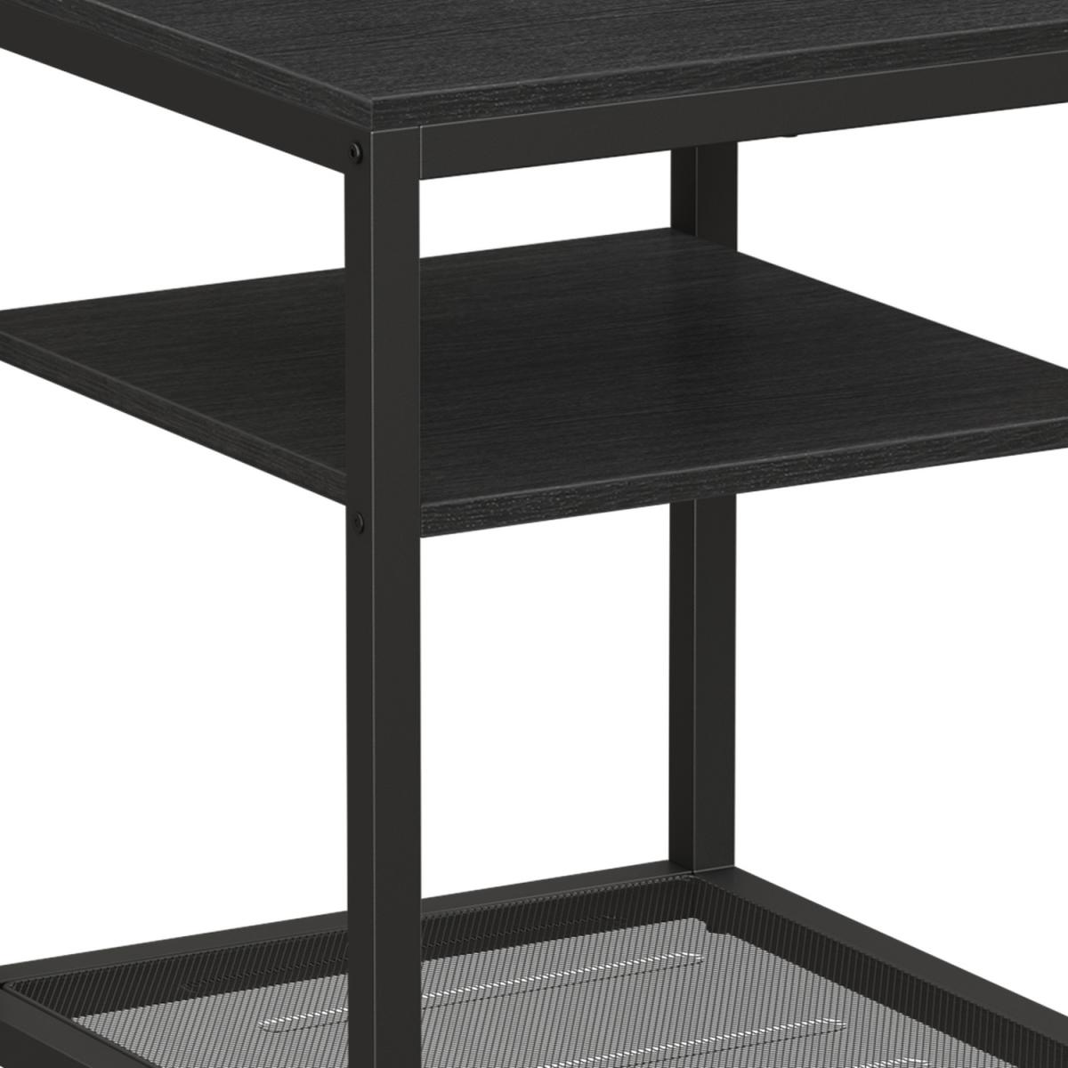 Side Table with Shelf, Industrial Design, Wood Effect Black  - Black – image 4