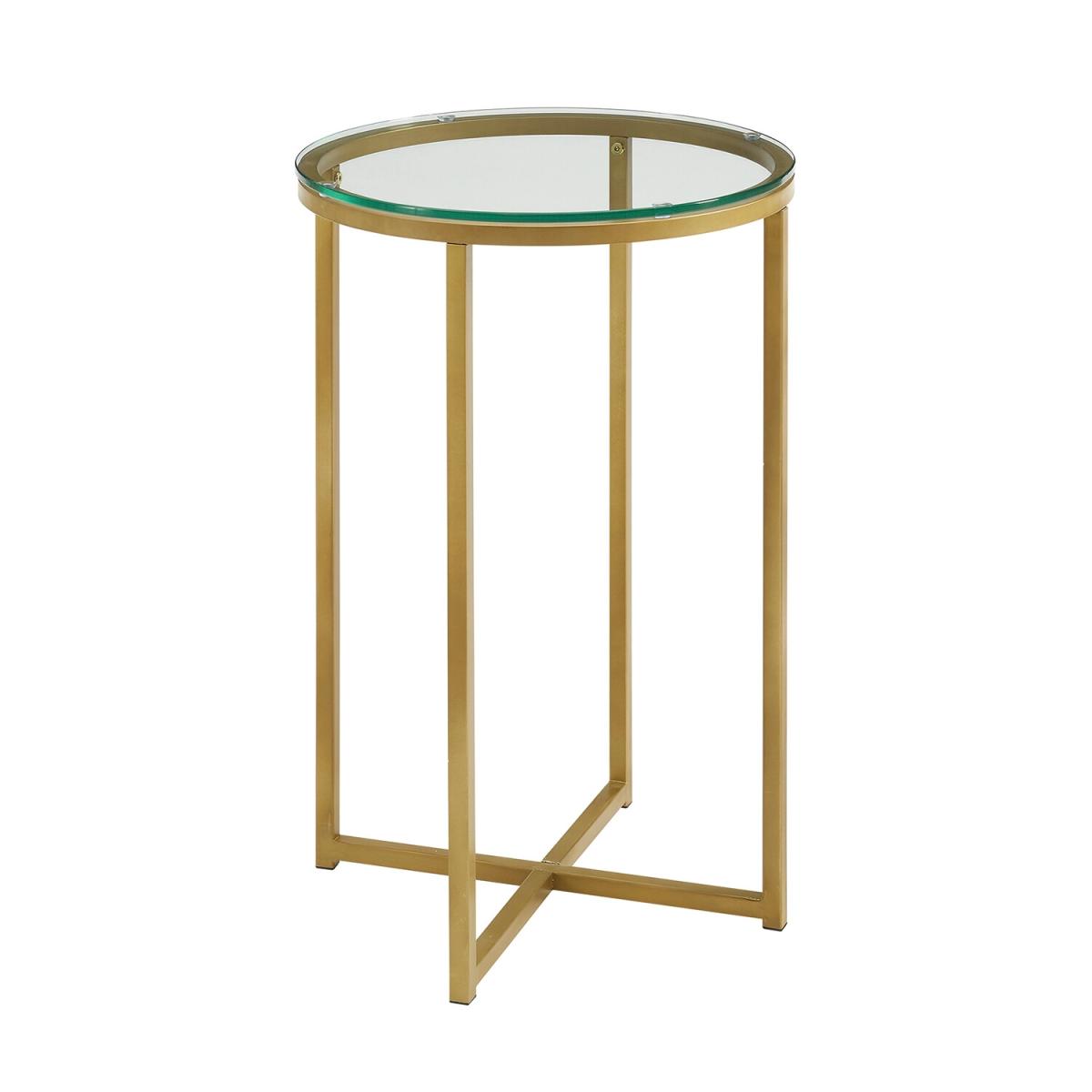 Rosa Round Side Table - Glass & Gold – image 2