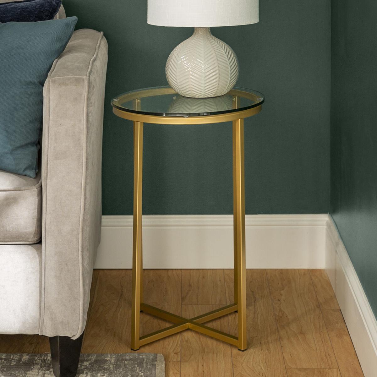 Rosa Round Side Table - Glass & Gold – image 3