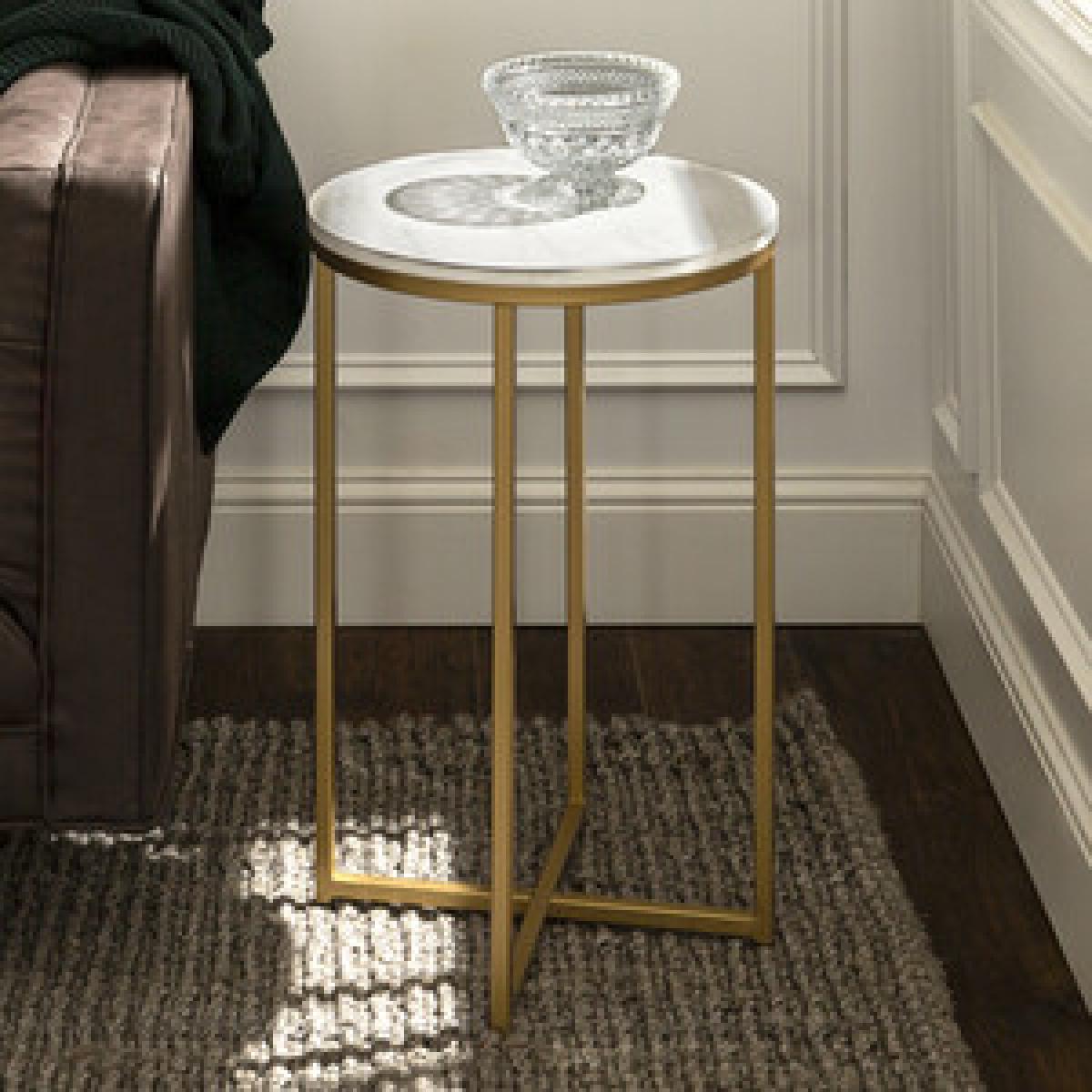 Rosa Round Side Table - Glass & Gold – image 6