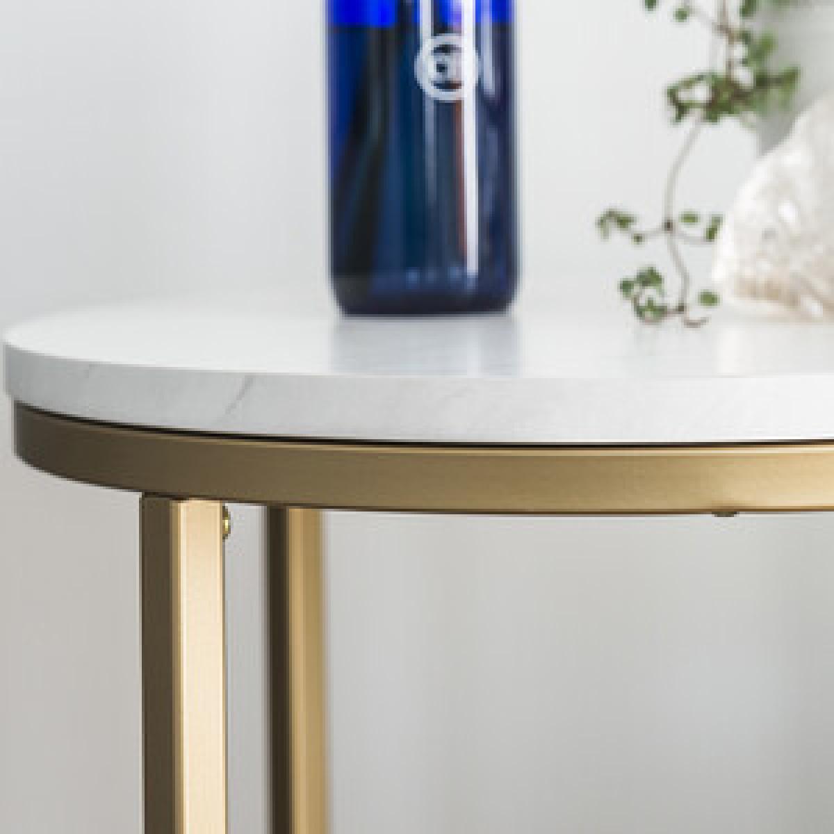Rosa Round Side Table - Glass & Gold – image 7