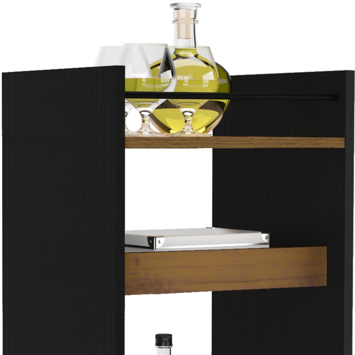 Naples Serving Cart Side Table - Black Pine Effect - White – image 5