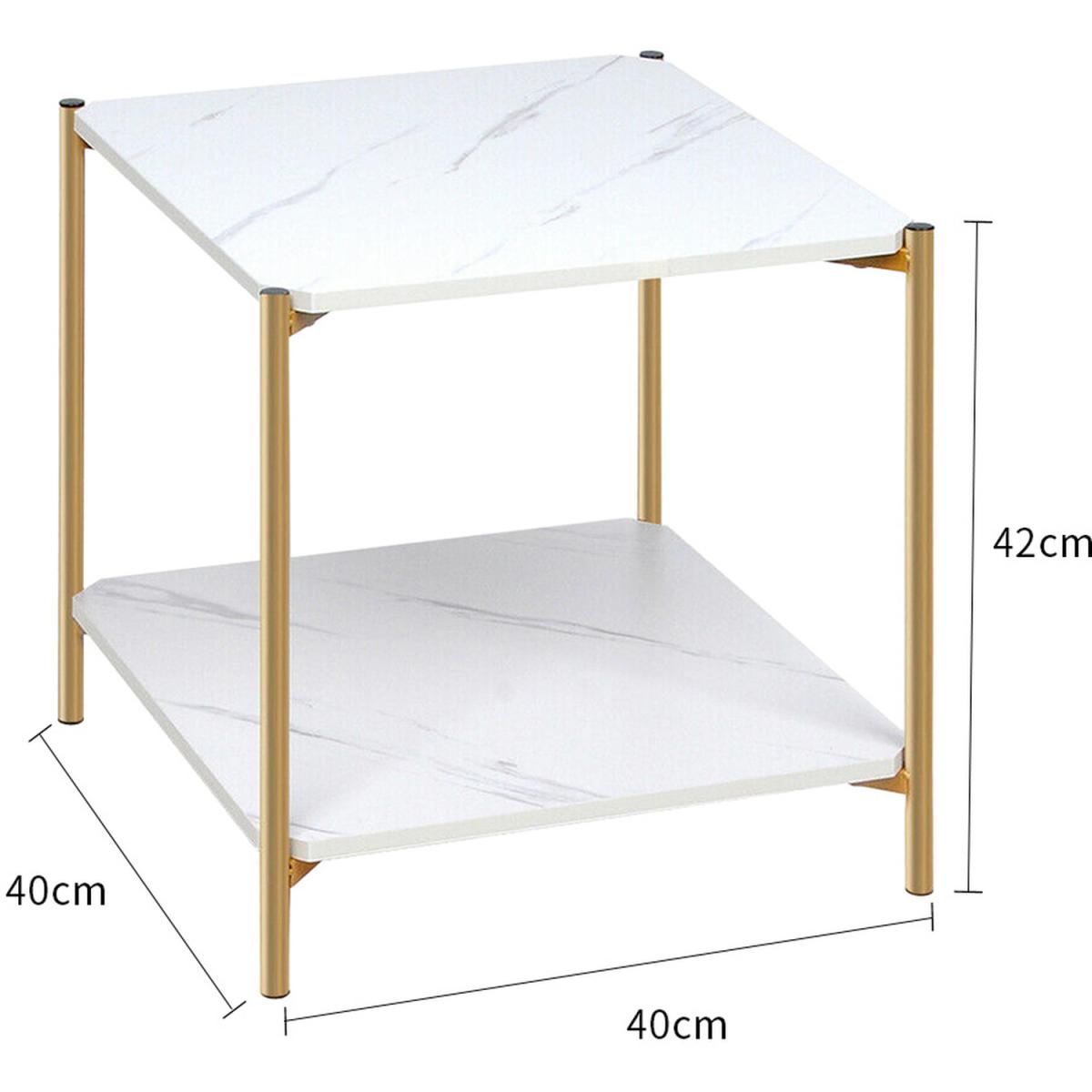 Marble Square Double Tier One Night stand - White – image 5