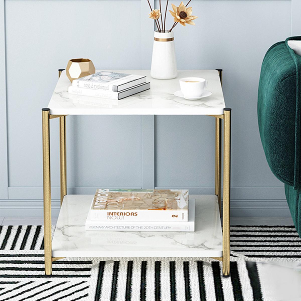 Marble Square Double Tier One Night stand - White – image 1