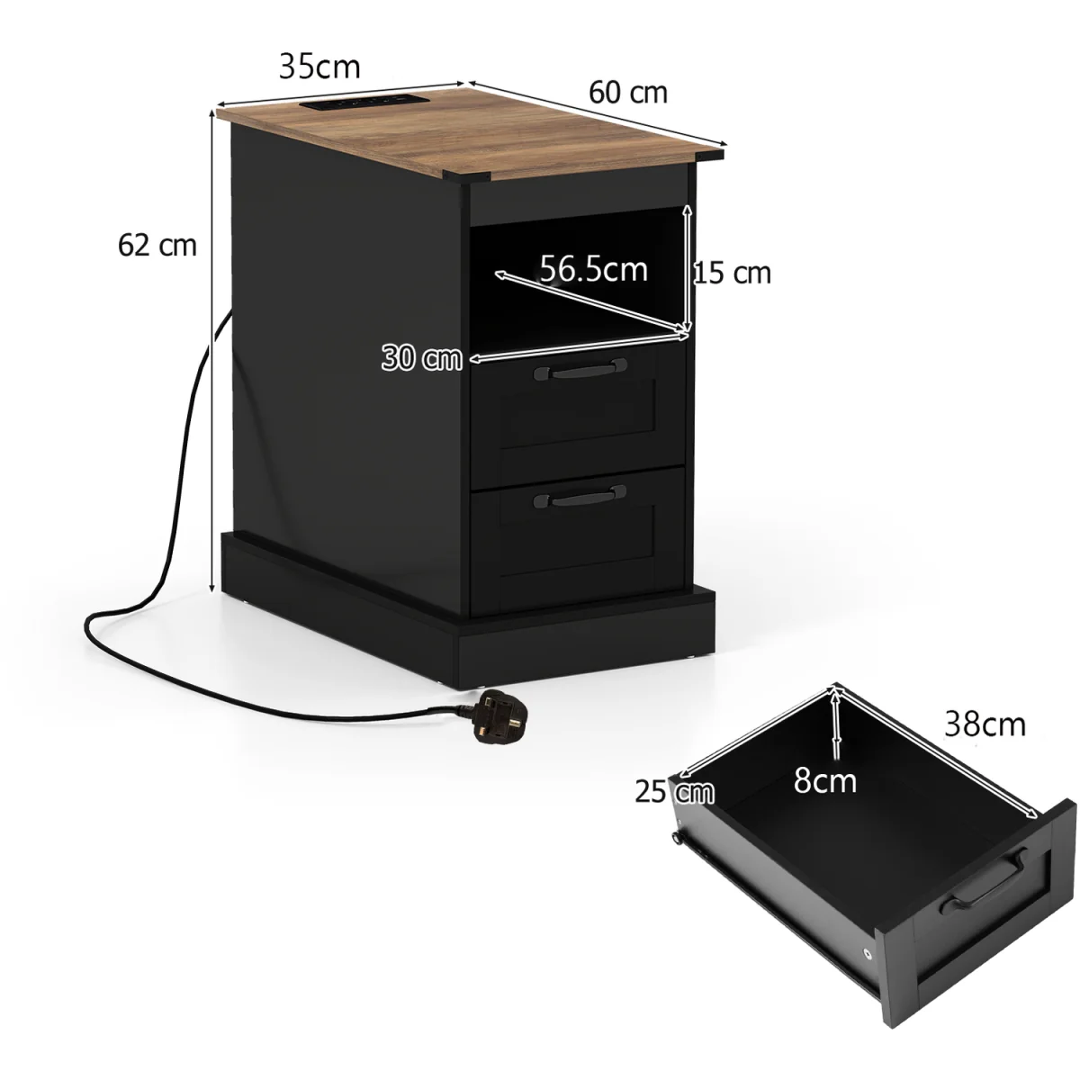Narrow Side Table with Open Shelf – image 3