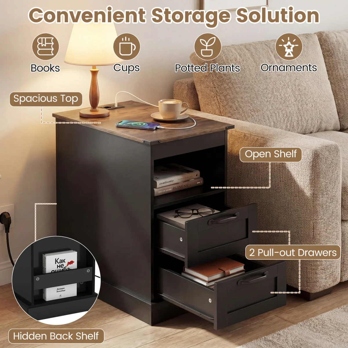 Narrow Side Table with Open Shelf – image 5