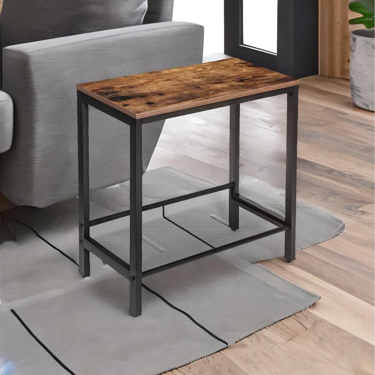 Small Side Table with Flat or Slant Adjustable Shelf - Brown