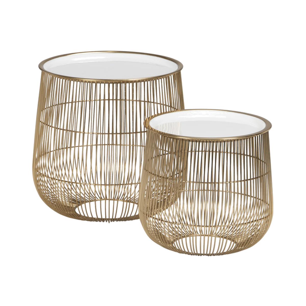 Set of 2 White and Sage Iron Tables – image 1