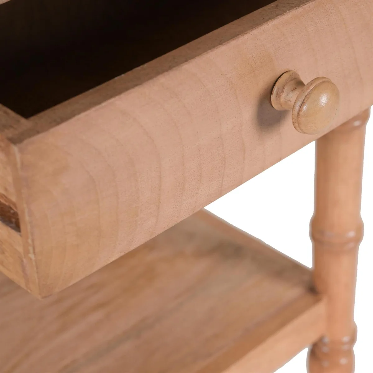 Solid Mango Wood End Table with Drawer & Storage Shelf - Natural – image 2