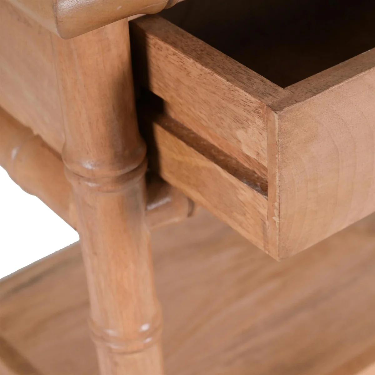 Solid Mango Wood End Table with Drawer & Storage Shelf - Natural – image 5