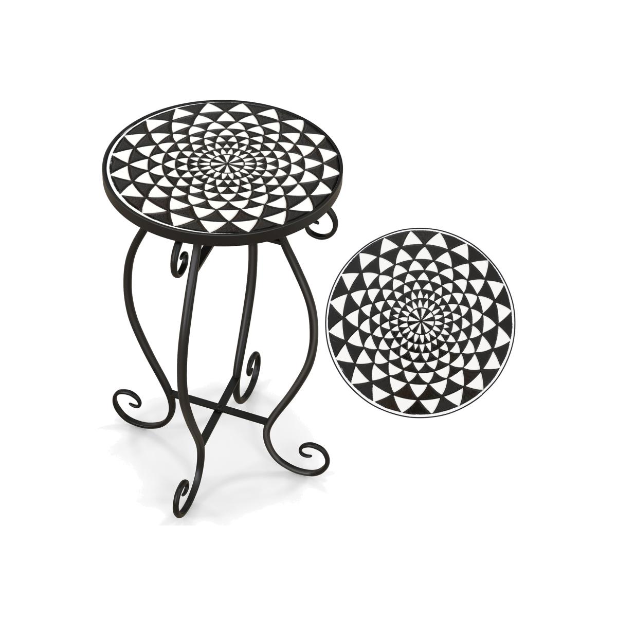 Mosaic Round End Side Table - Black