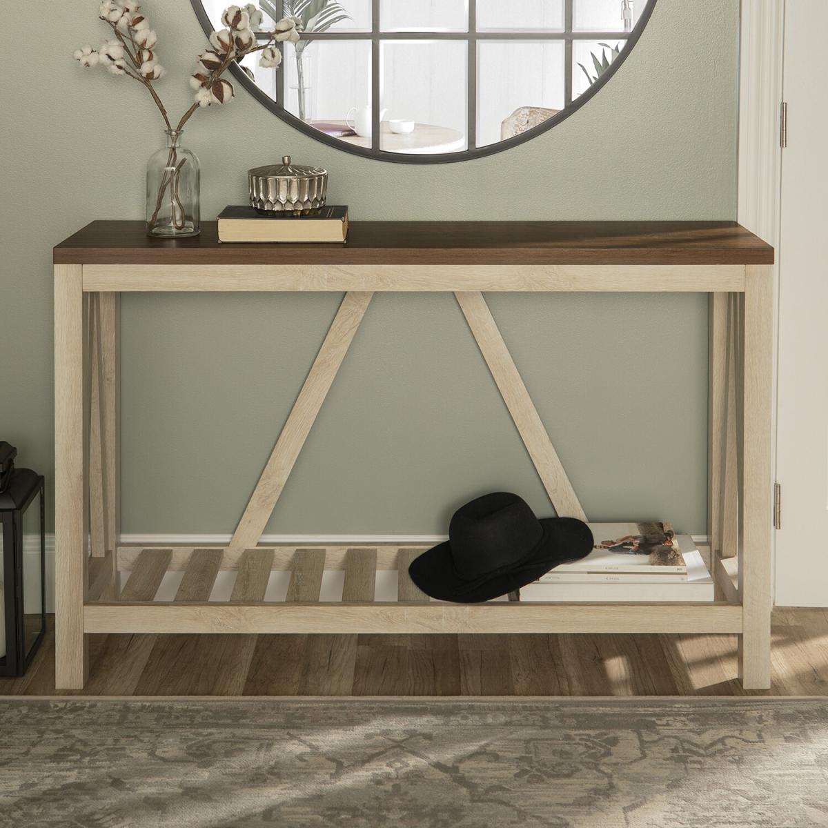 Ohara Rustic Entryway Table - Dark Walnut & White Oak – image 3