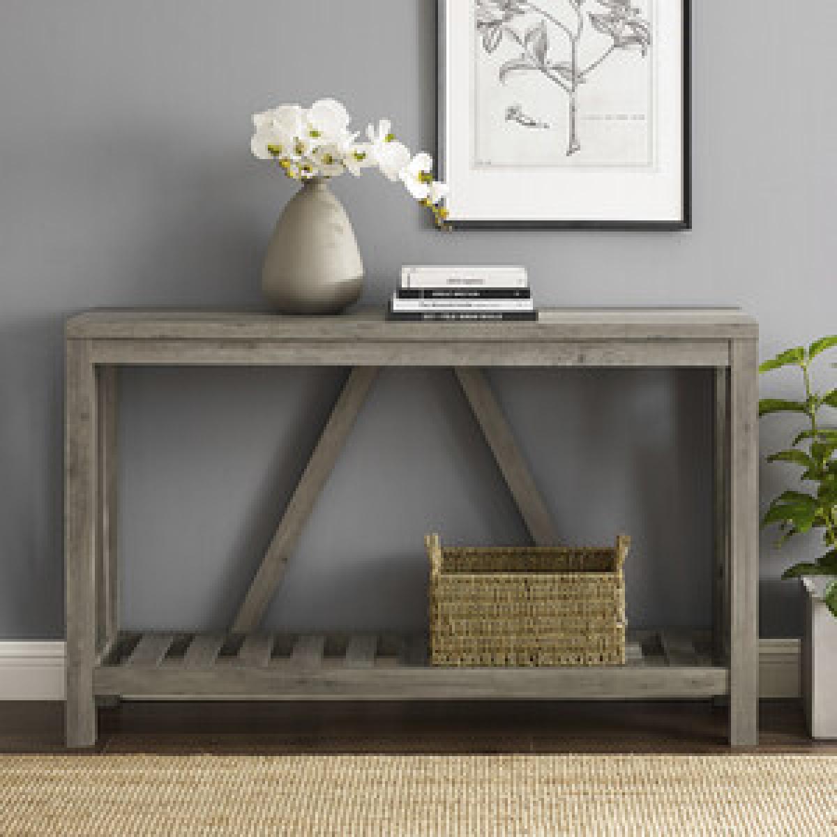Ohara Rustic Entryway Table - Dark Walnut & White Oak – image 6