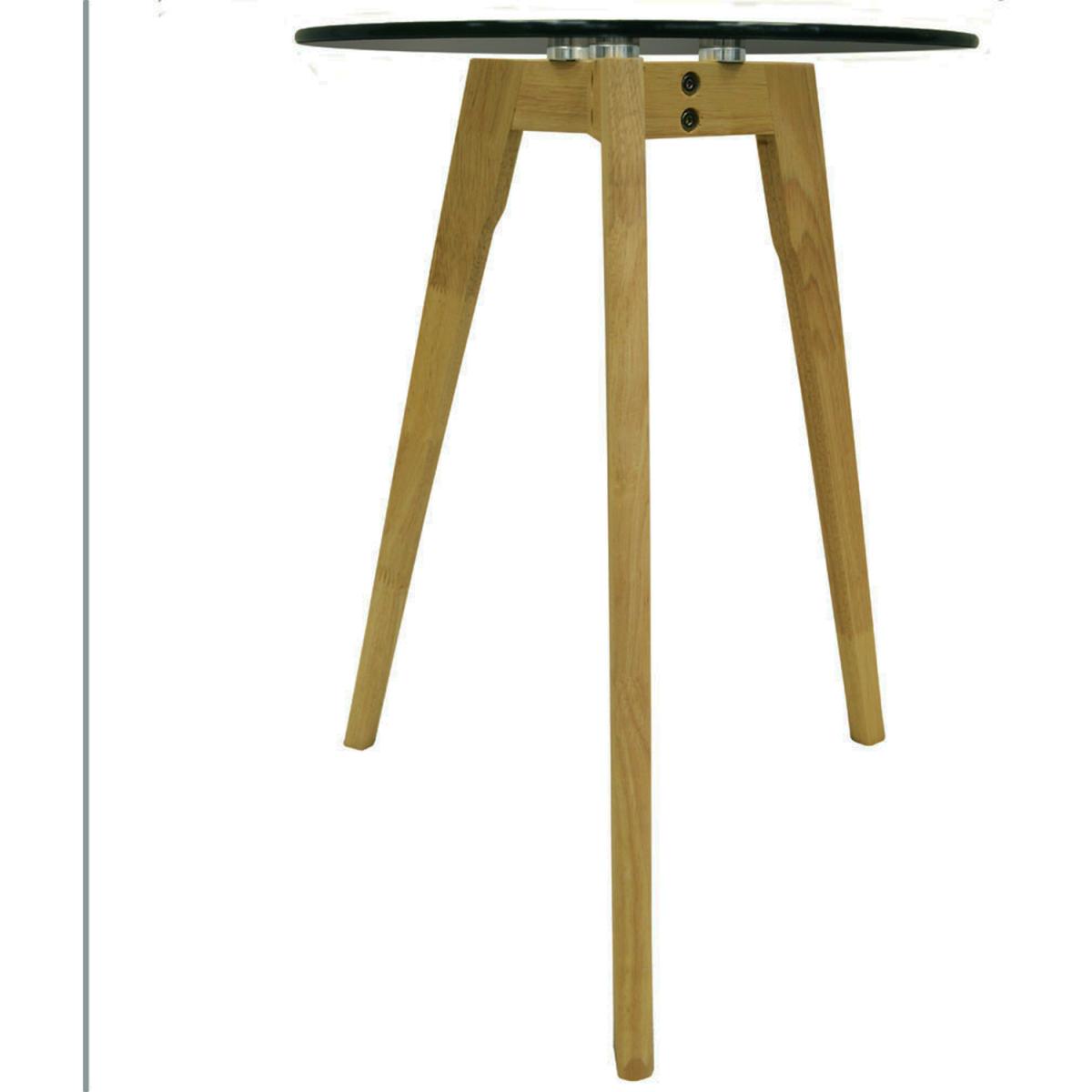 Retro Solid Wood Tripod Leg and Round Glass End  Side Table  Tinted x2 - Tinted / Natural – image 2