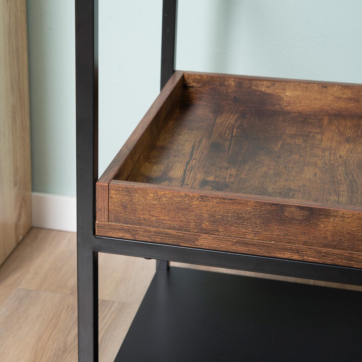 HOMCOM Industrial 3-Tier Side Table - Rustic Brown – image 8