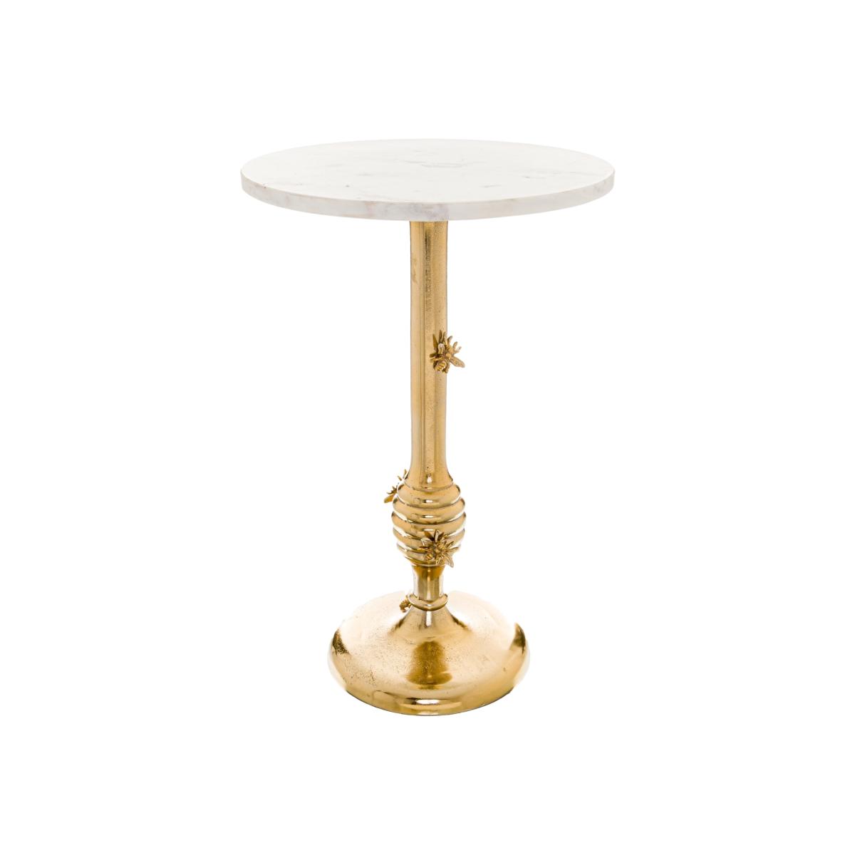 Honey Bee Side Table With Marble Top - Gold