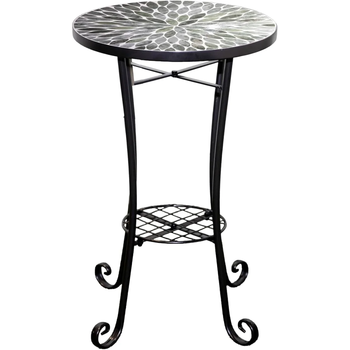Leaf Mosaic Plant Stand Side Table - Multi Color frame with mosaic tile seat – image 4