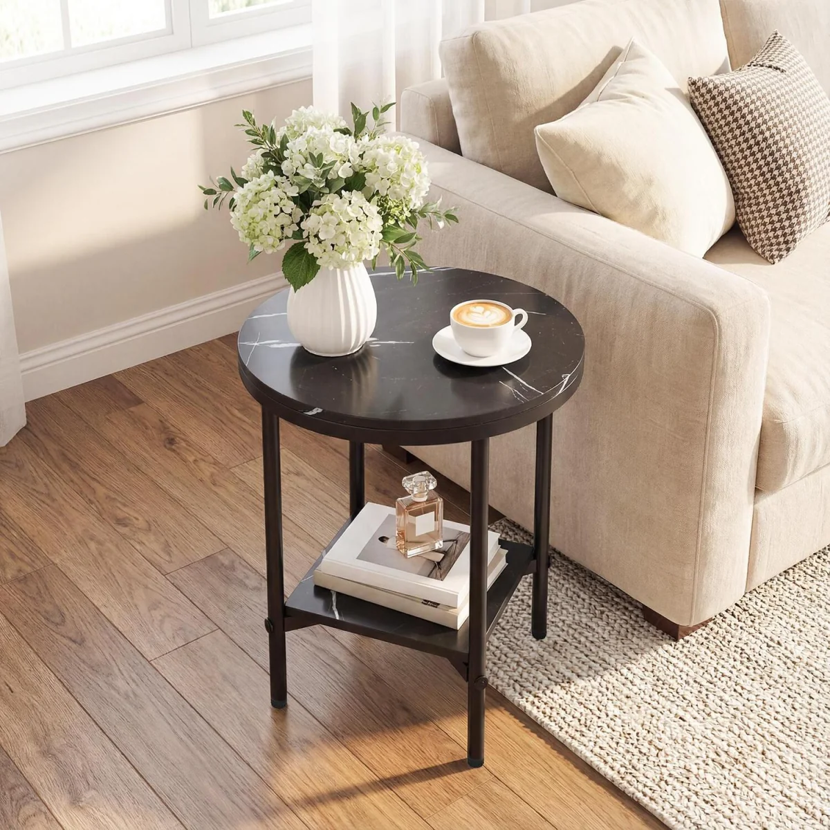 Modern Round Side Table - Black – image 3