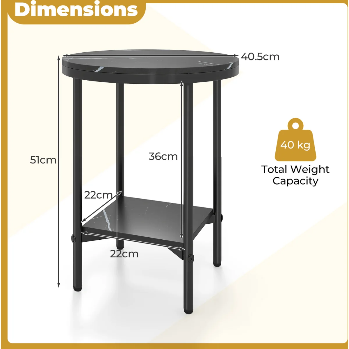 Modern Round Side Table - Black – image 5