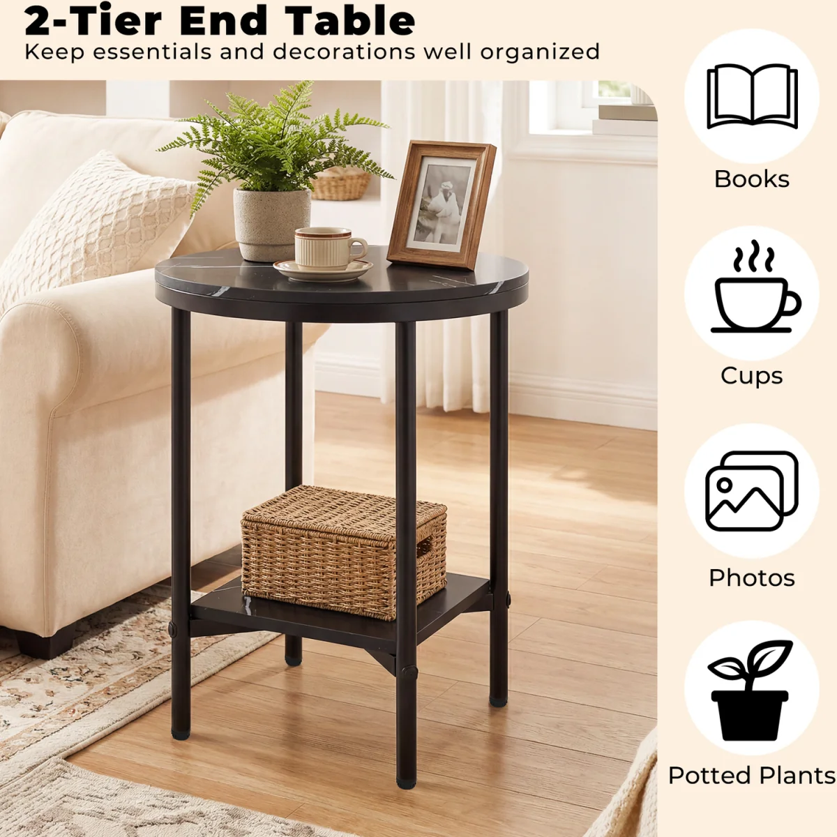 Modern Round Side Table - Black – image 6