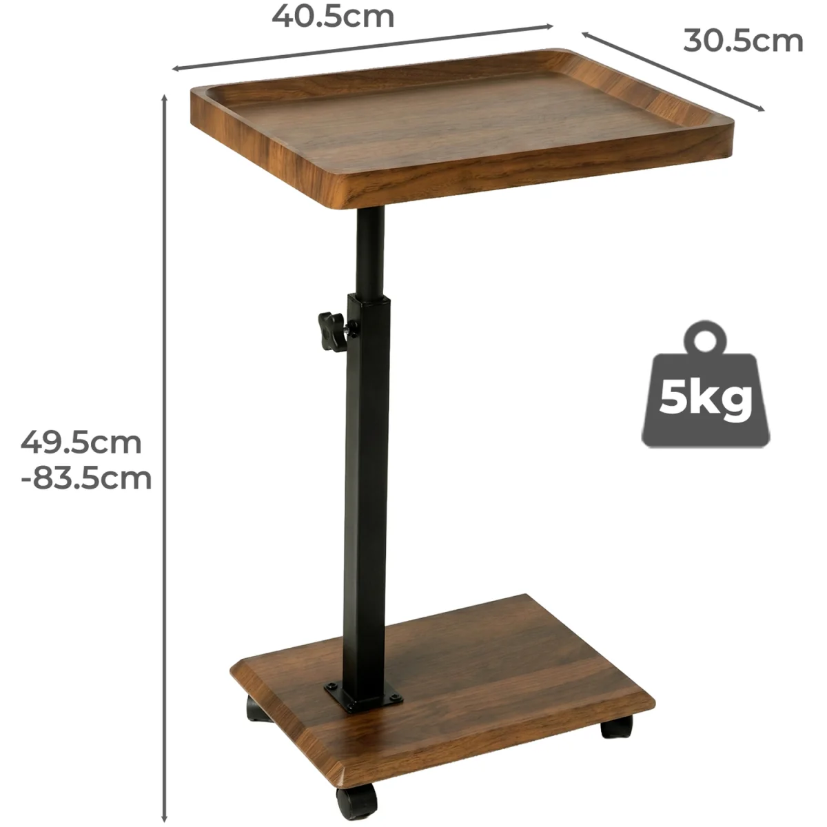 Side Table Height Adjustable 49.5-83.5cm 360Rotating,MDF,Walnut - Brown – image 4