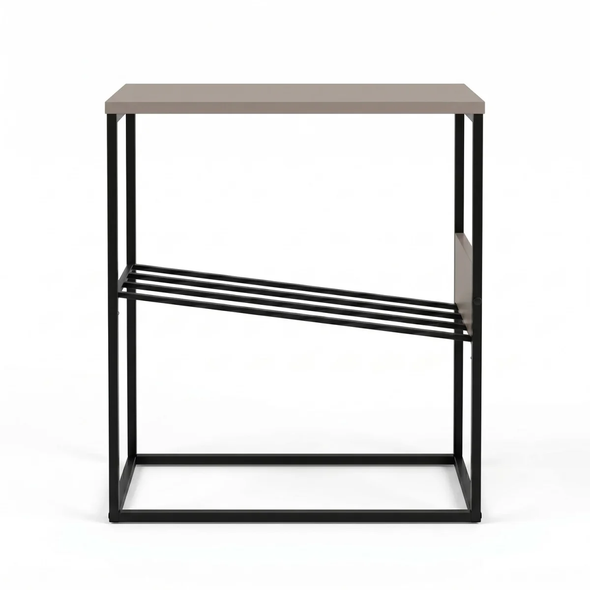 Decortie Tenol 2-Tier End Table with Angled Book Rack - Light Mocha – image 4