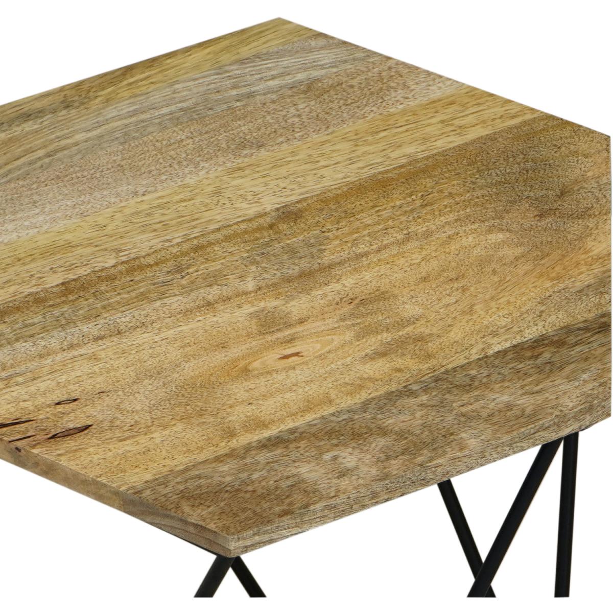 Ravi Hexagnol Lamp Table - Iron base - Mango – image 2