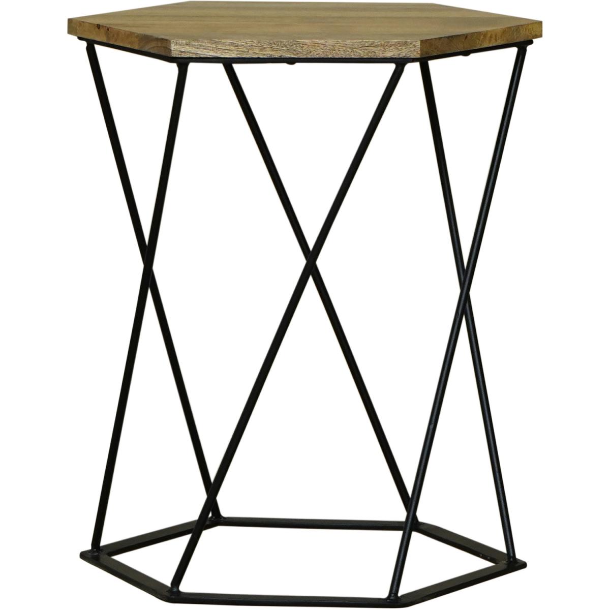 Ravi Hexagnol Lamp Table - Iron base - Mango – image 3