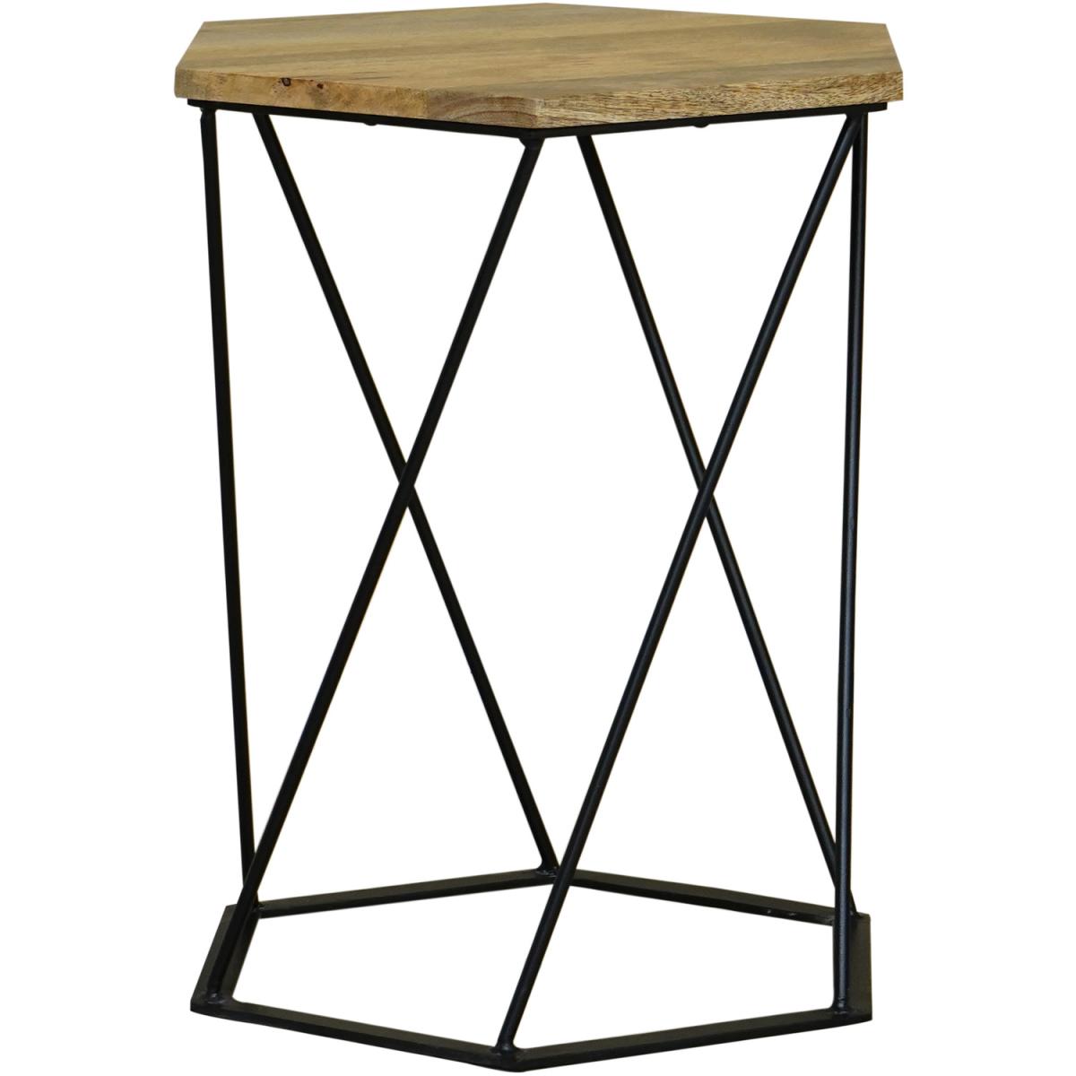 Ravi Hexagnol Lamp Table - Iron base - Mango – image 4
