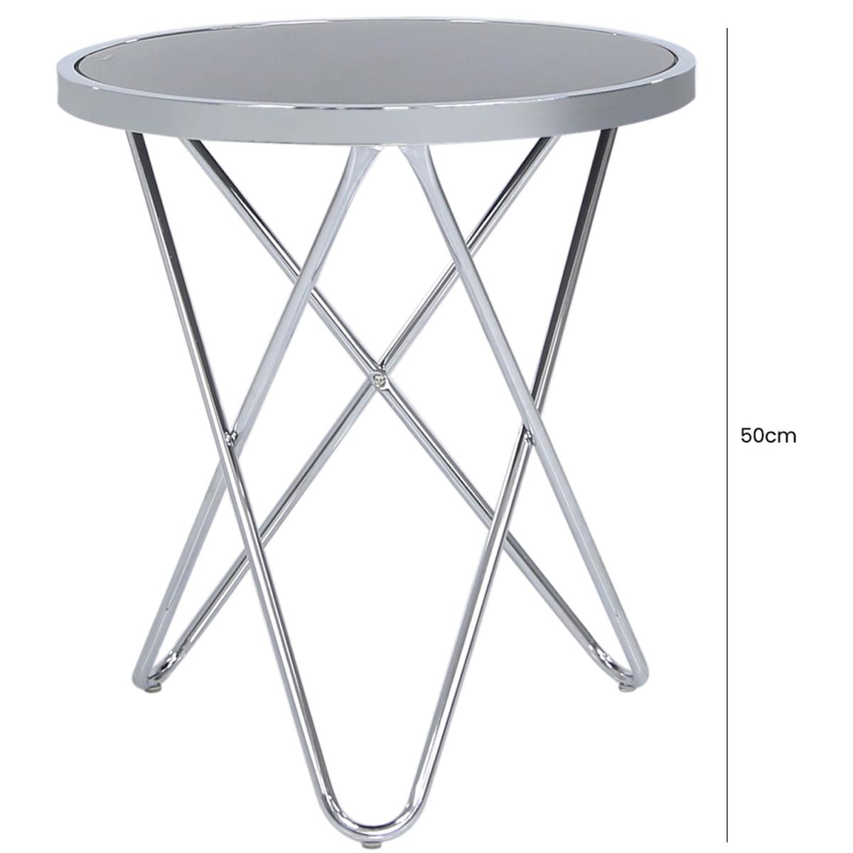 Elly Round Metal Glass Side Table - Black Silver – image 2
