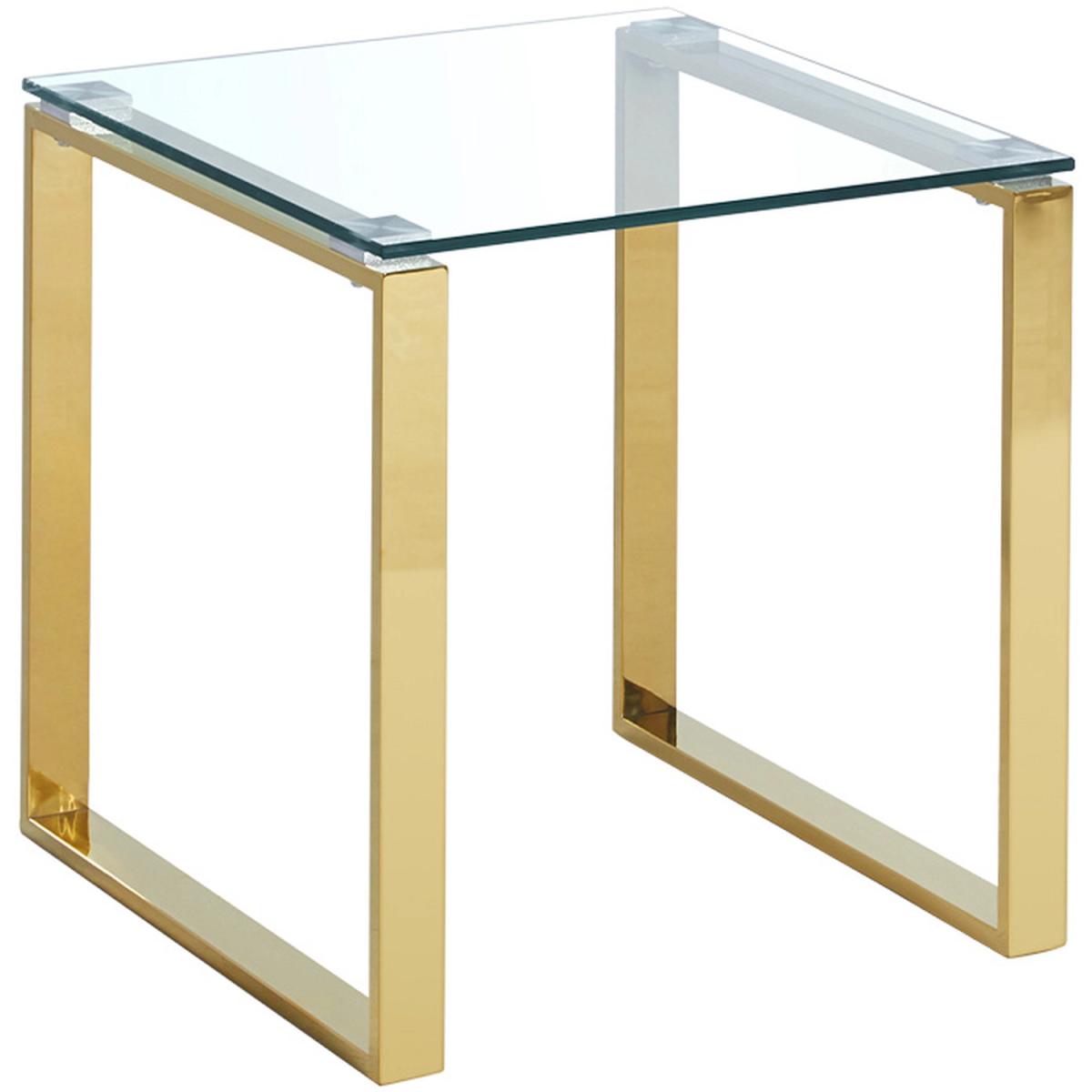 Grey Tempered Glass End Side Table - Gold – image 4