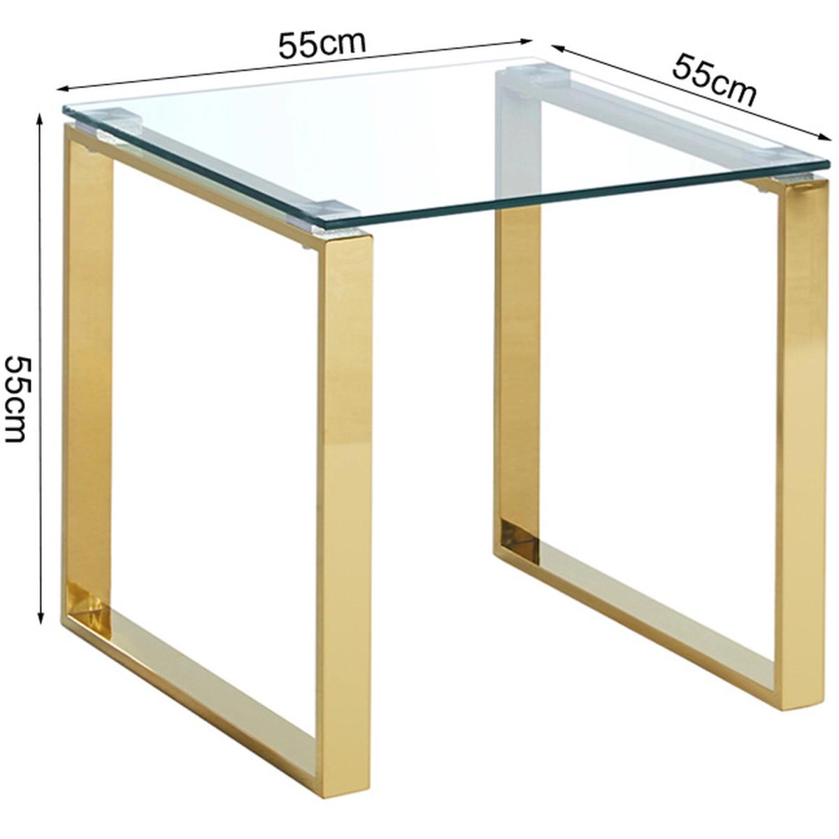 Grey Tempered Glass End Side Table - Gold – image 6